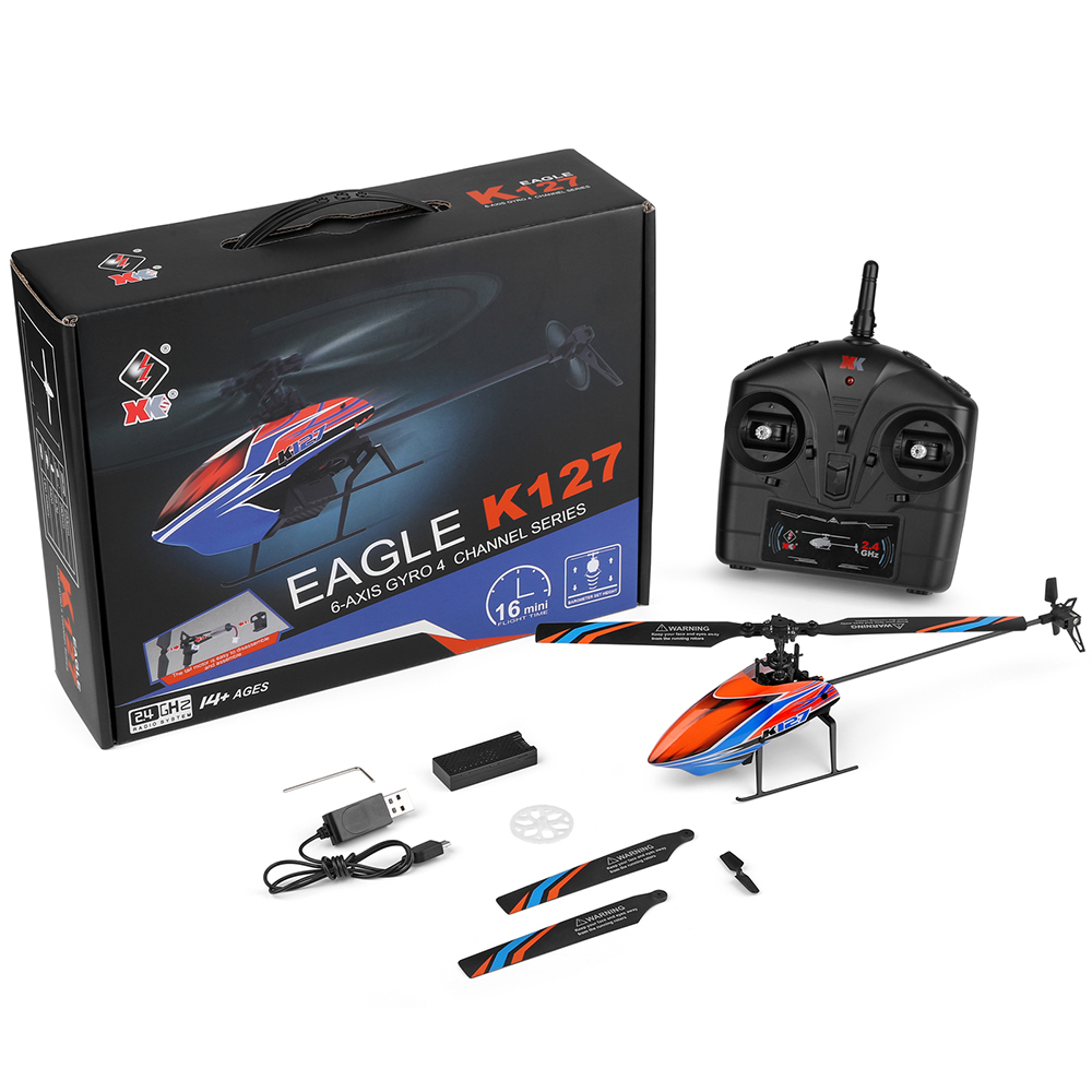 WLtoys XK K127 2.4G 4CH 6-aixs - مراجعة Rc Helicopter Single Rotor وسعره